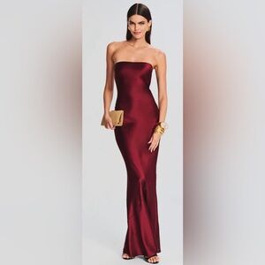 Retrofete Strapless Burgundy Gown